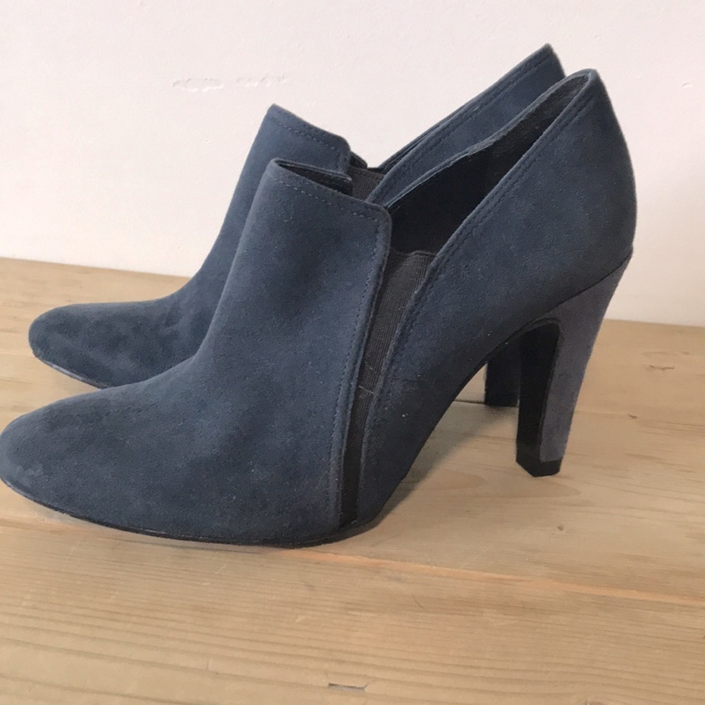 Antonio Melani Jenessa teal leather suede ankle boots heeled size 9M
